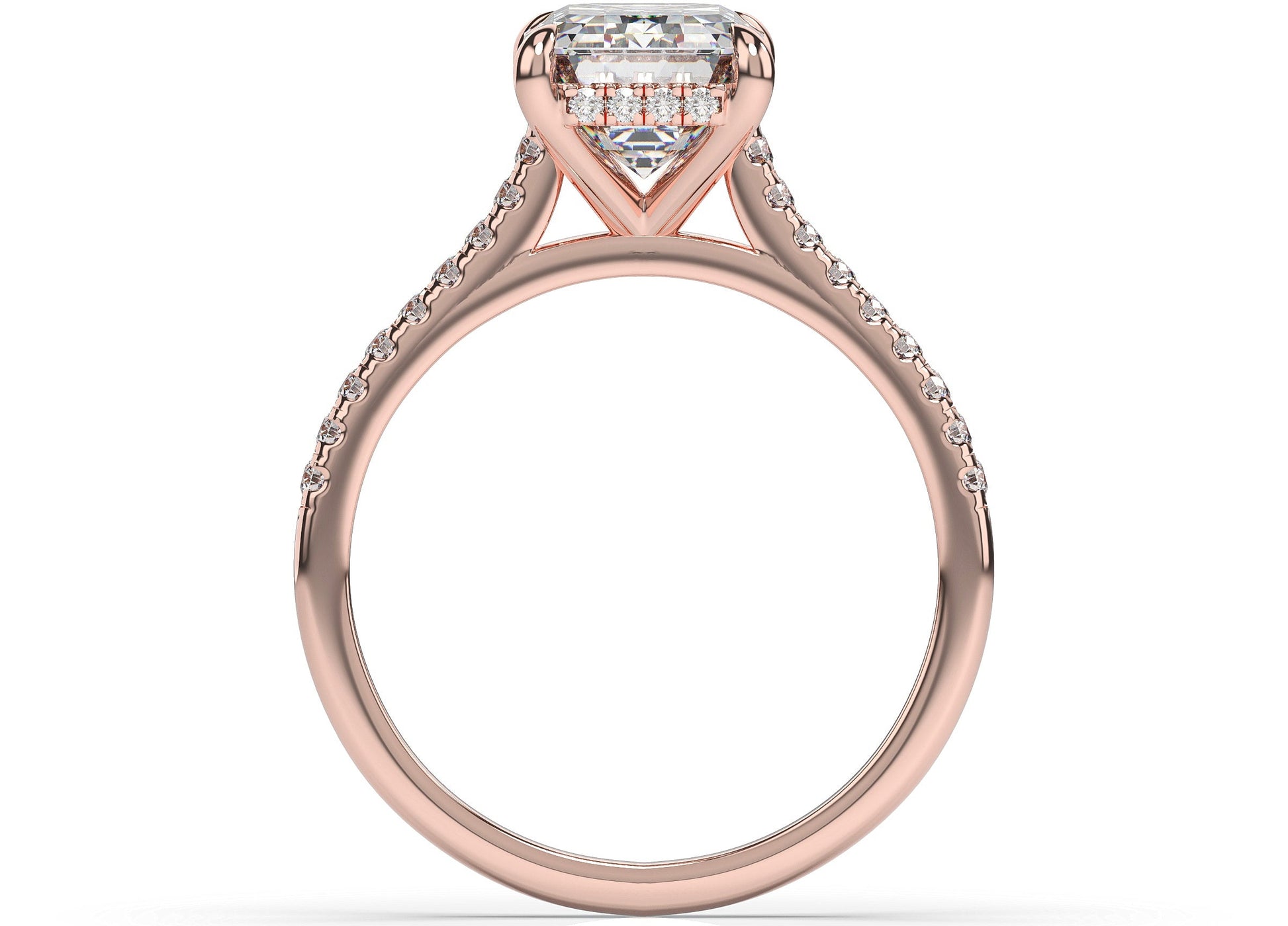 Emerald Rose Gold Hidden Halo Engagement Ring