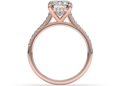 Emerald Rose Gold Hidden Halo Engagement Ring