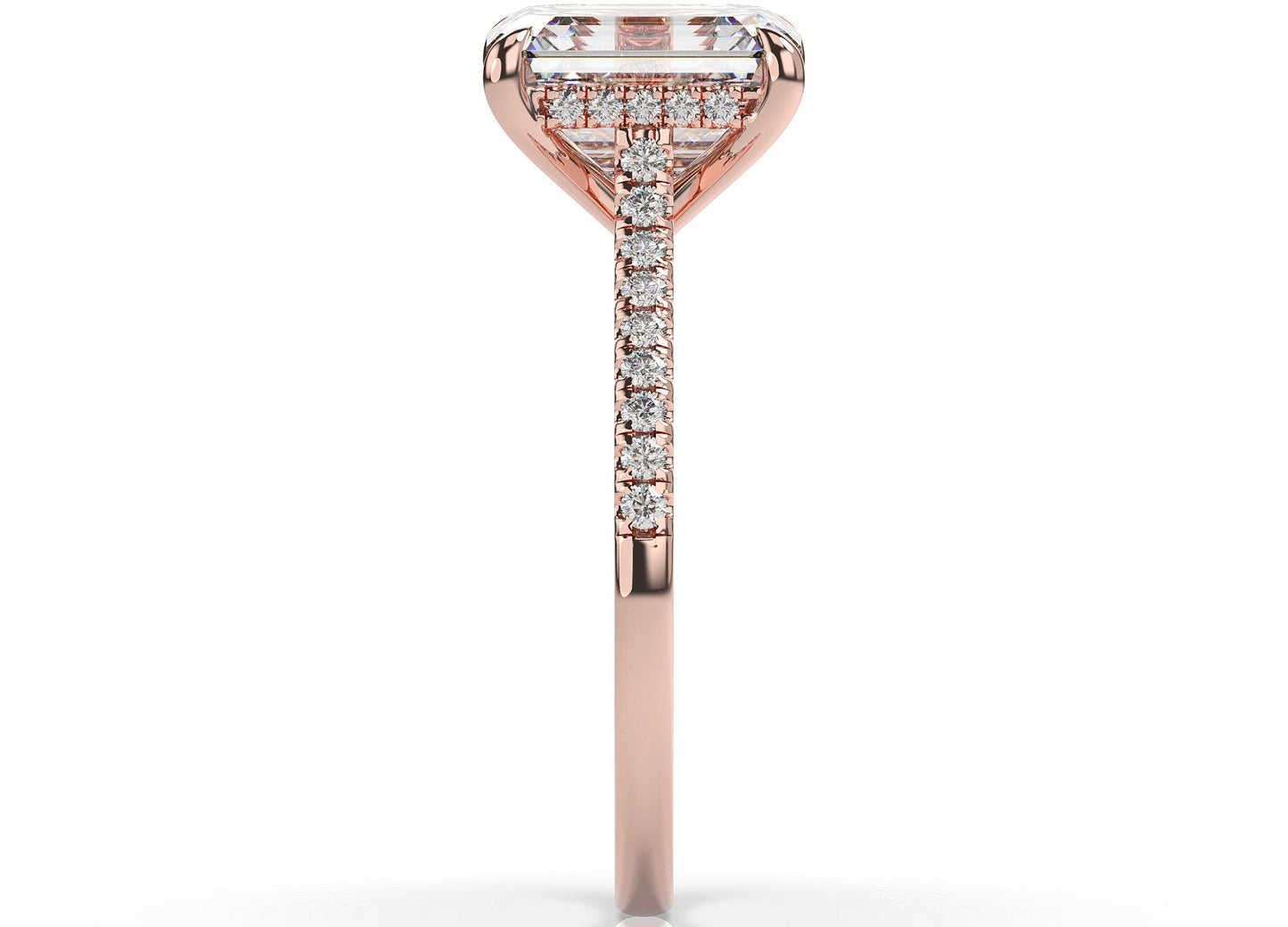 Emerald Rose Gold Hidden Halo Engagement Ring