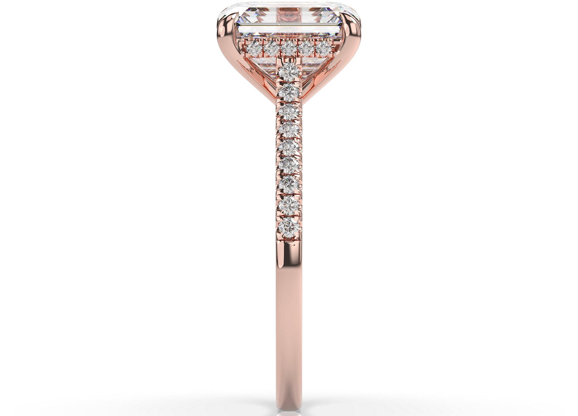 Emerald Rose Gold Hidden Halo Engagement Ring