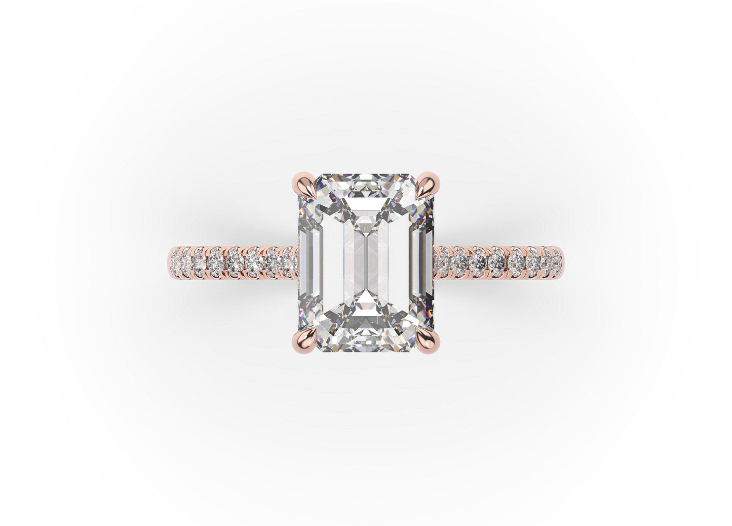 Emerald Rose Gold Hidden Halo Engagement Ring