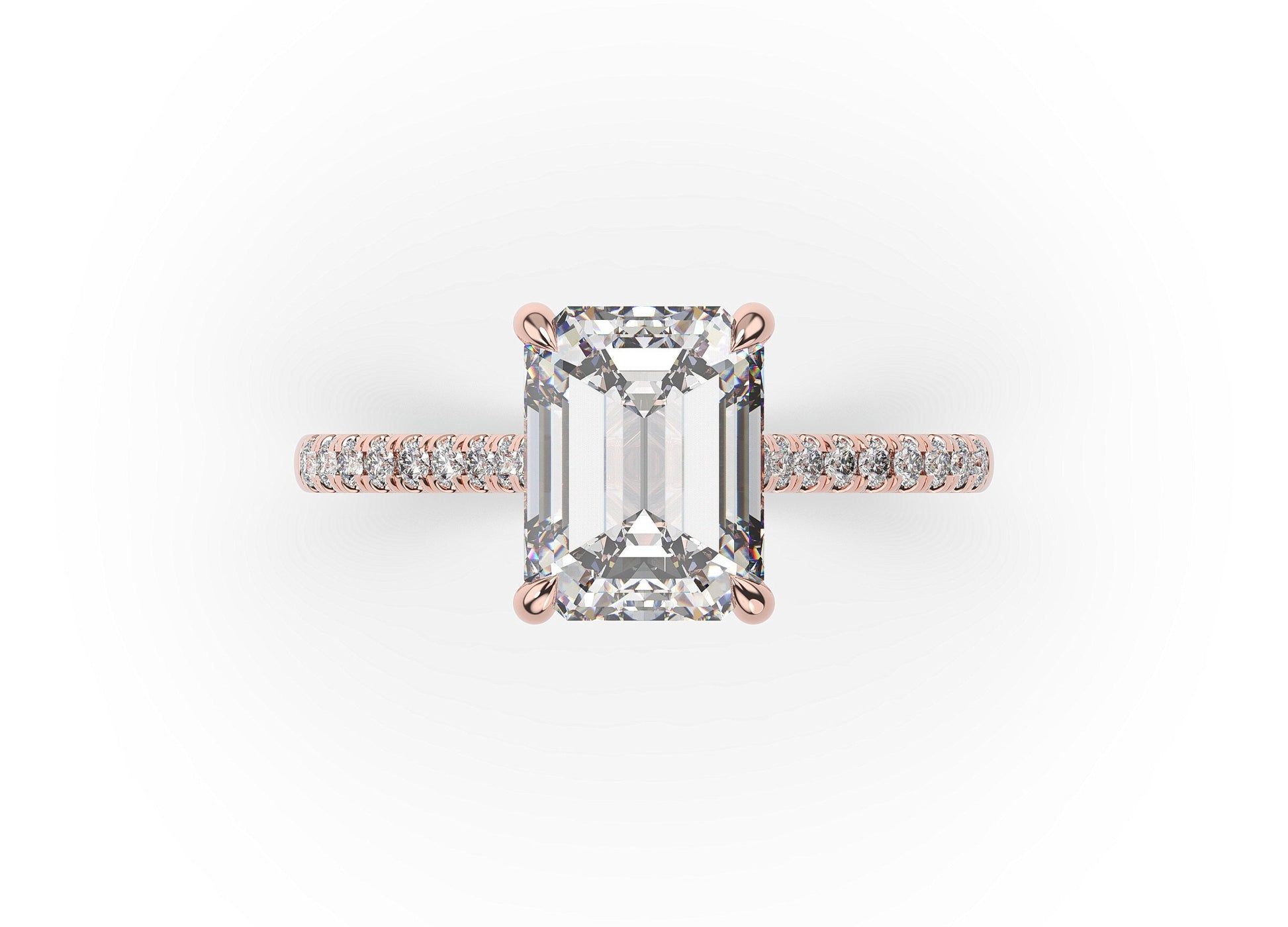 Emerald Rose Gold Hidden Halo Engagement Ring