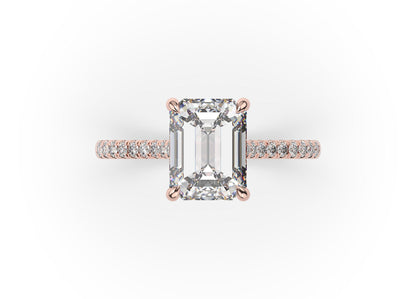 Emerald Rose Gold Hidden Halo Engagement Ring