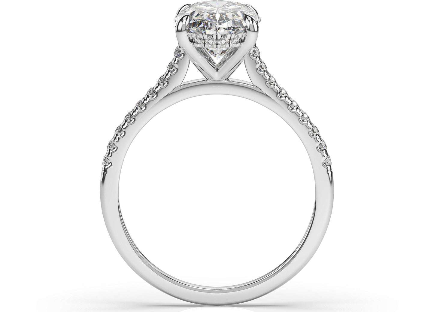 Oval White Gold Hidden Halo Engagement Ring