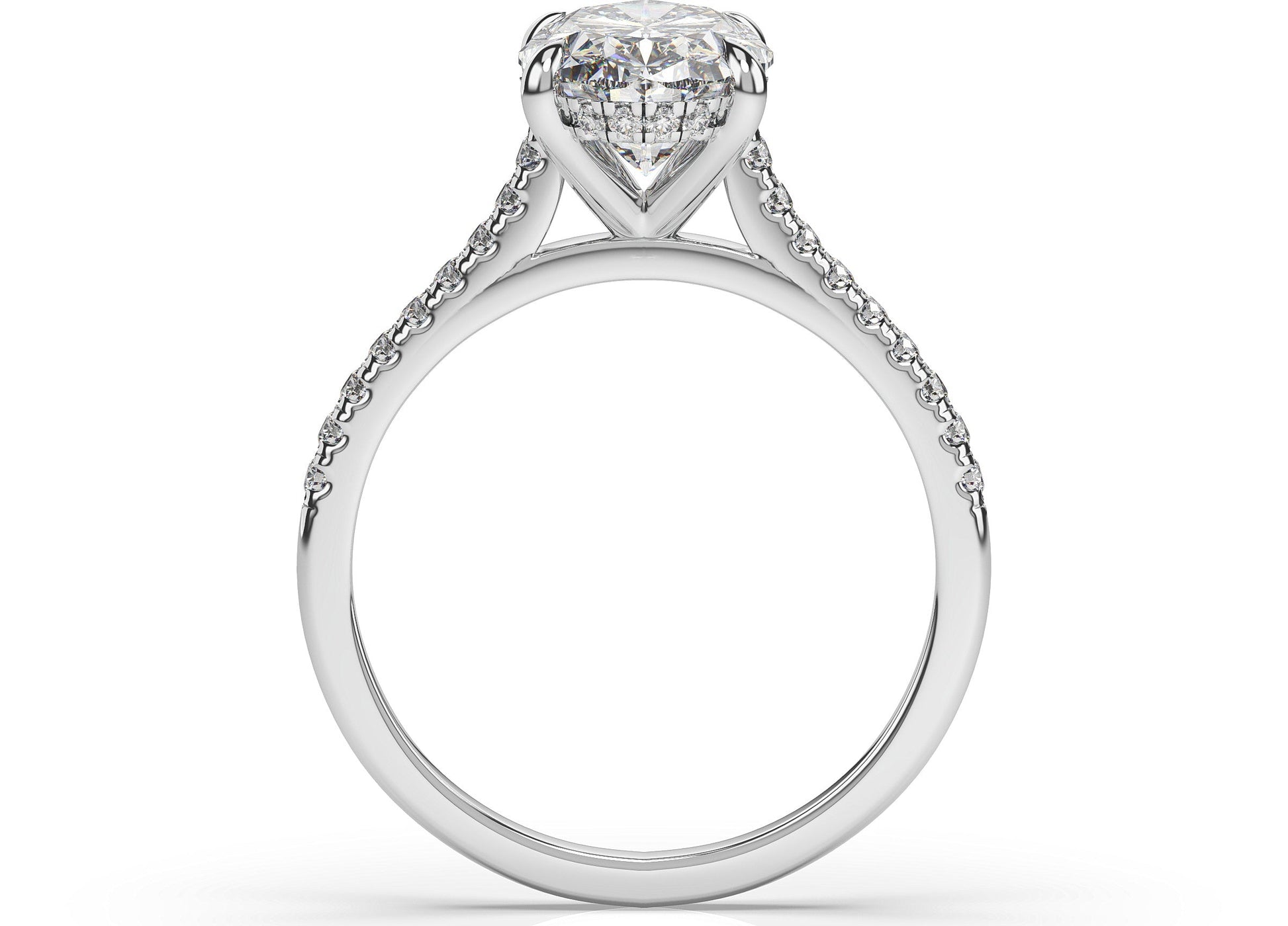 Oval White Gold Hidden Halo Engagement Ring