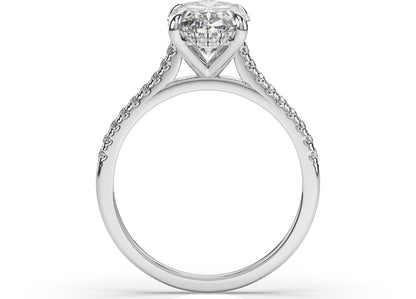 Oval White Gold Hidden Halo Engagement Ring