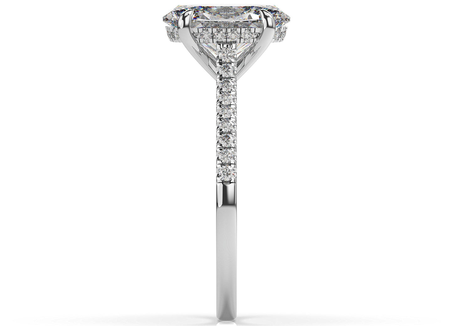 Oval White Gold Hidden Halo Engagement Ring