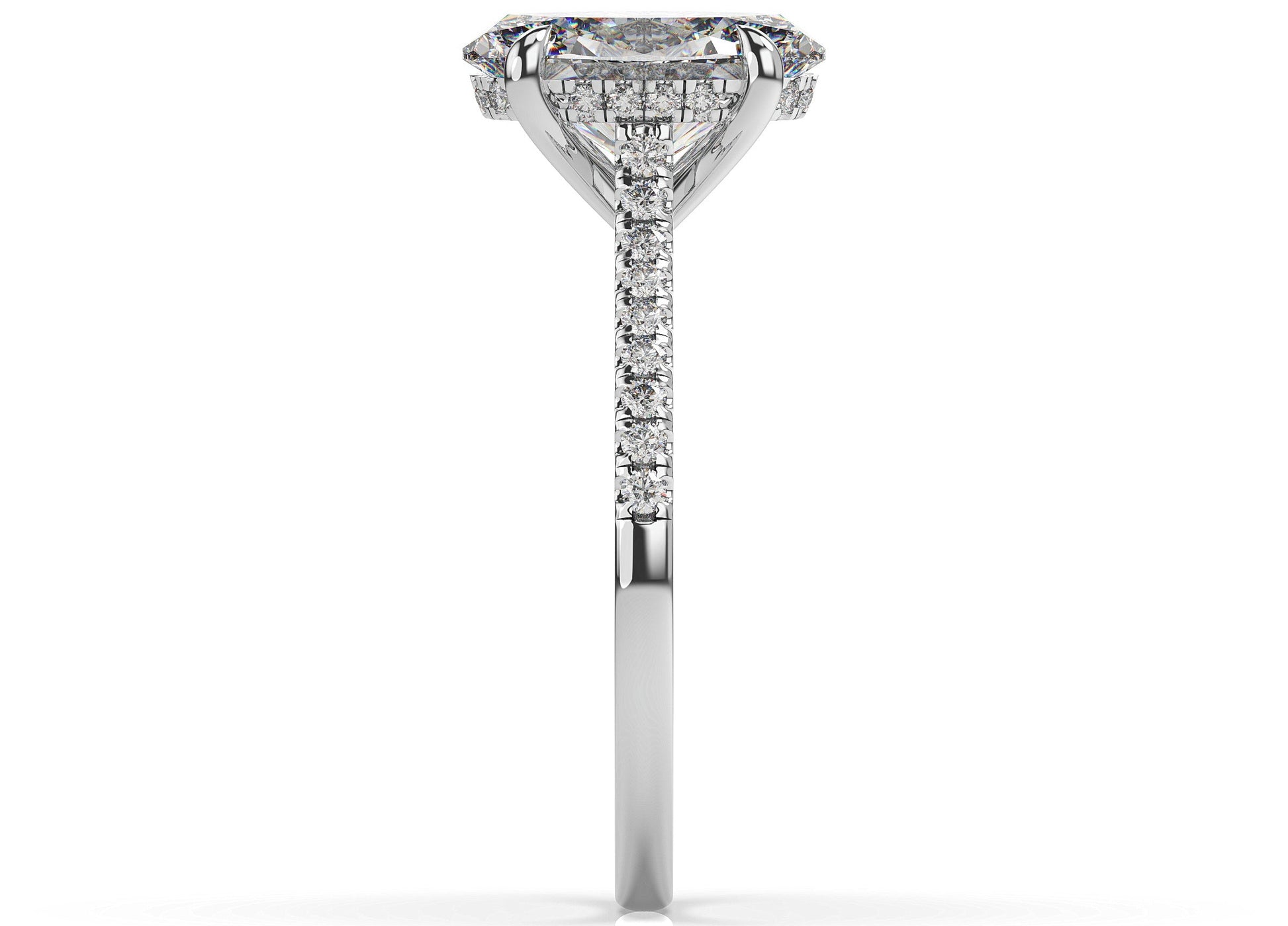 Oval White Gold Hidden Halo Engagement Ring