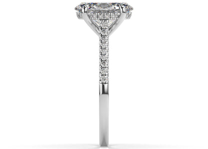 Oval White Gold Hidden Halo Engagement Ring