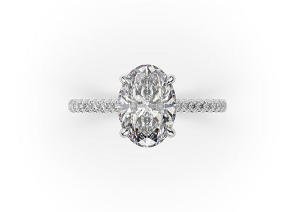 Oval White Gold Hidden Halo Engagement Ring