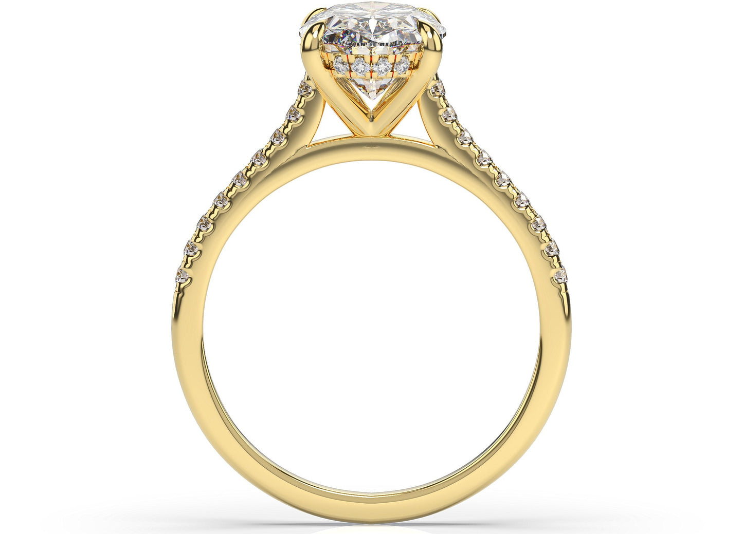 Oval Yellow Gold Hidden Halo Engagement Ring