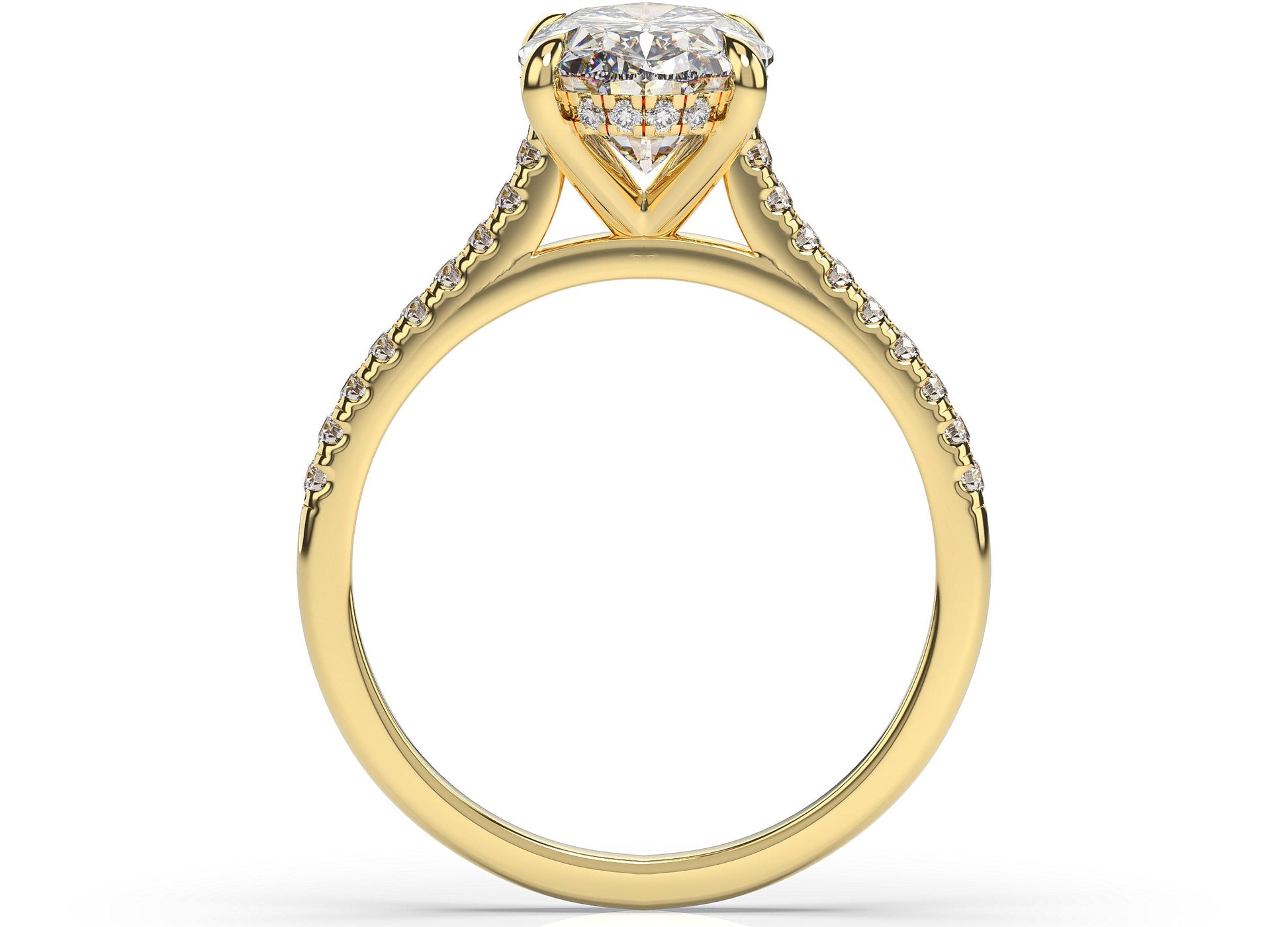Oval Yellow Gold Hidden Halo Engagement Ring