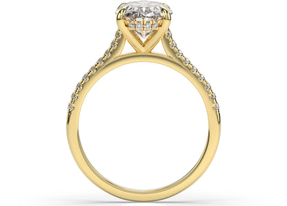Oval Yellow Gold Hidden Halo Engagement Ring