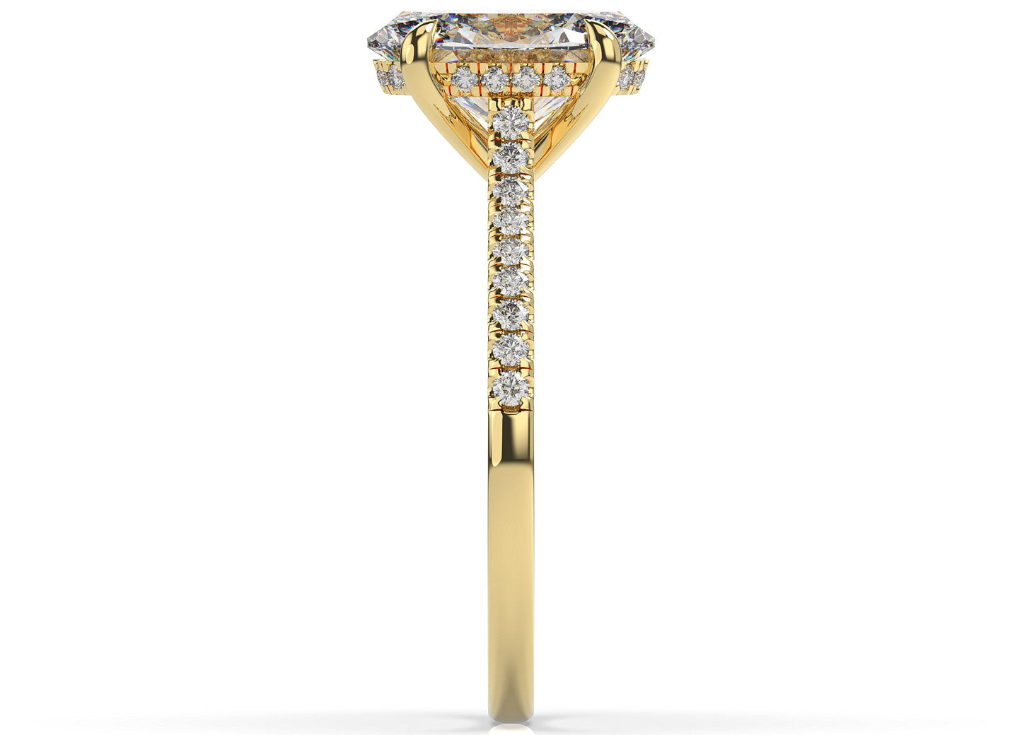 Oval Yellow Gold Hidden Halo Engagement Ring