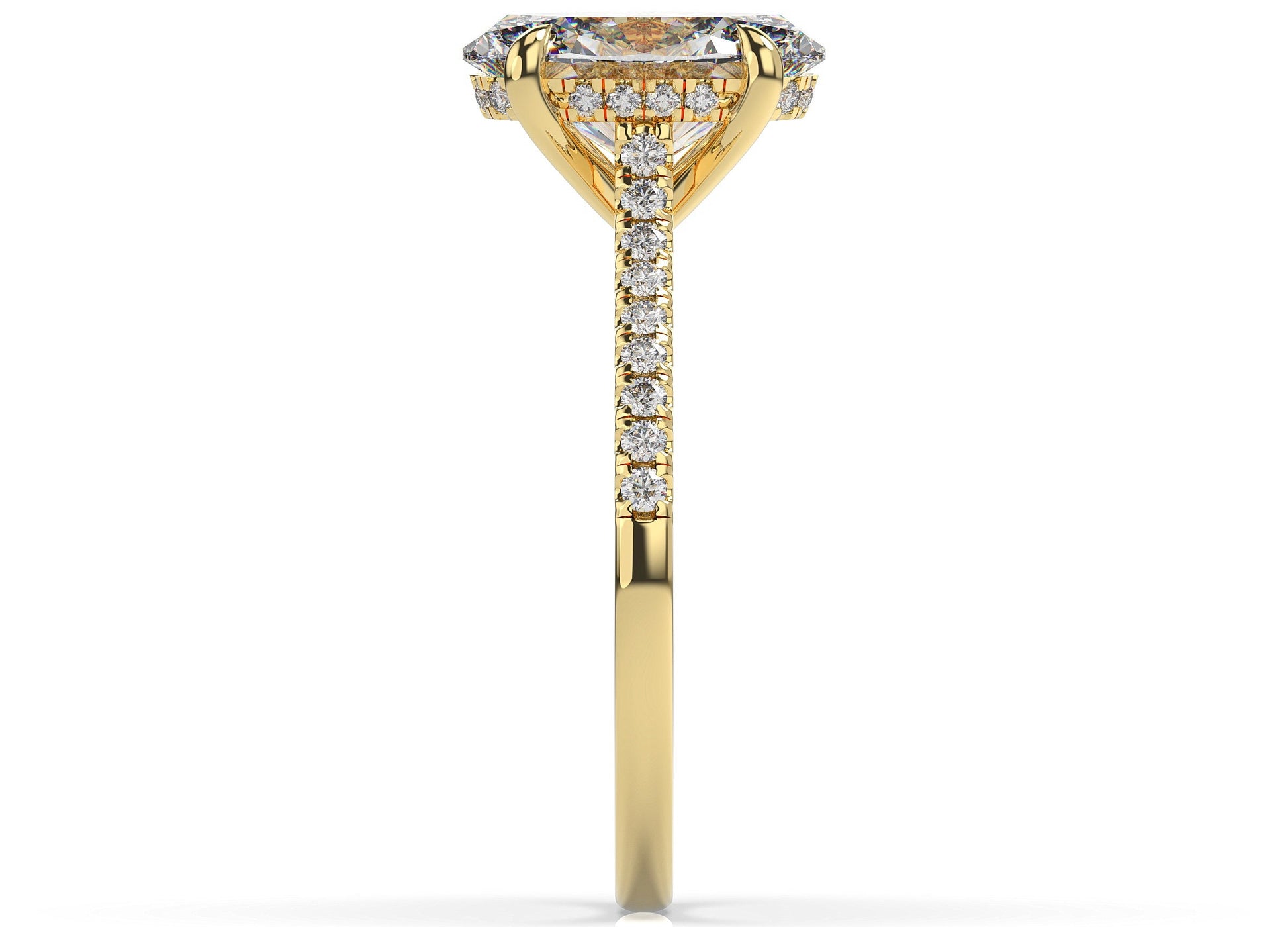 Oval Yellow Gold Hidden Halo Engagement Ring