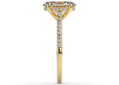 Oval Yellow Gold Hidden Halo Engagement Ring