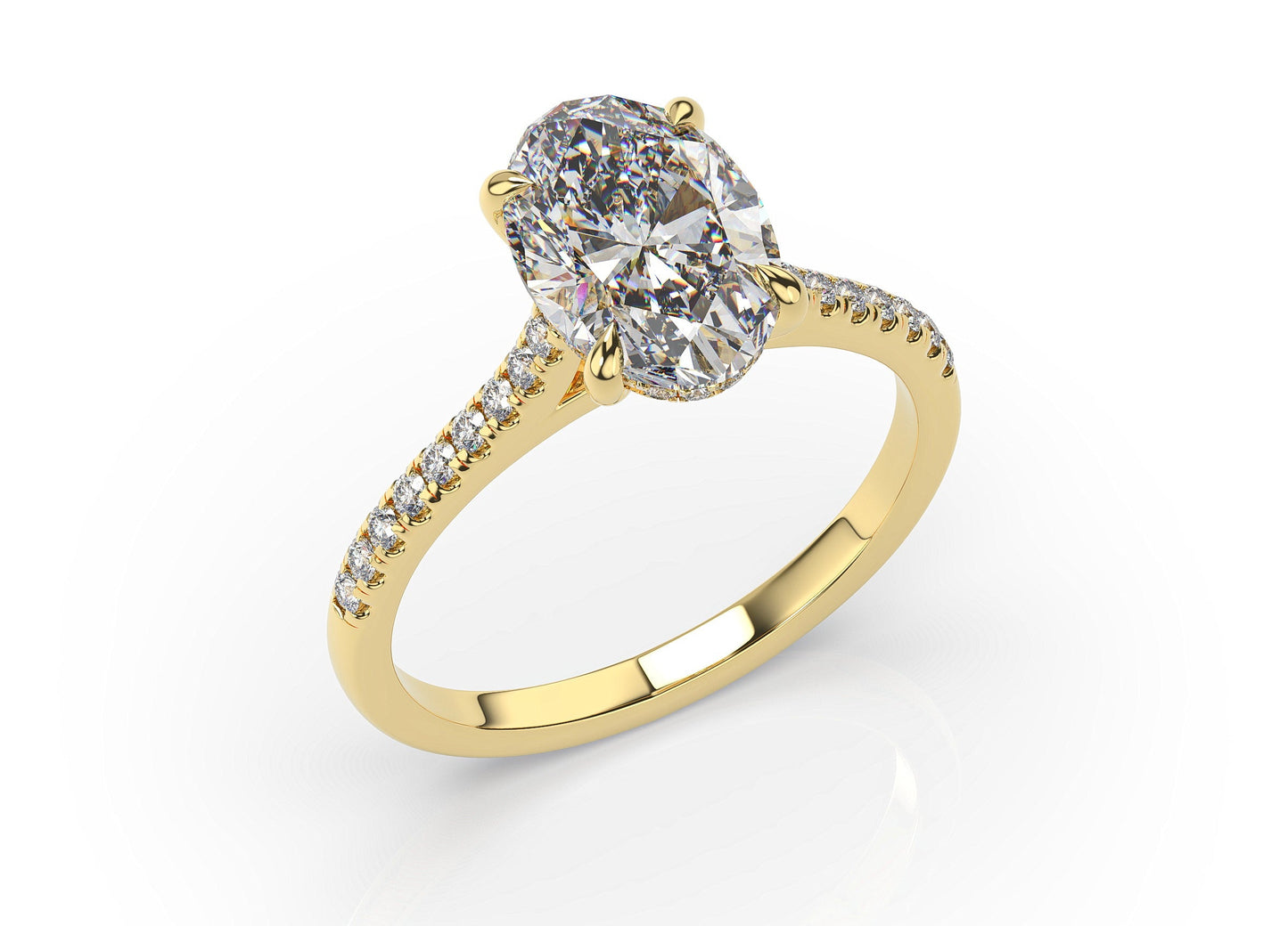 Oval Yellow Gold Hidden Halo Engagement Ring