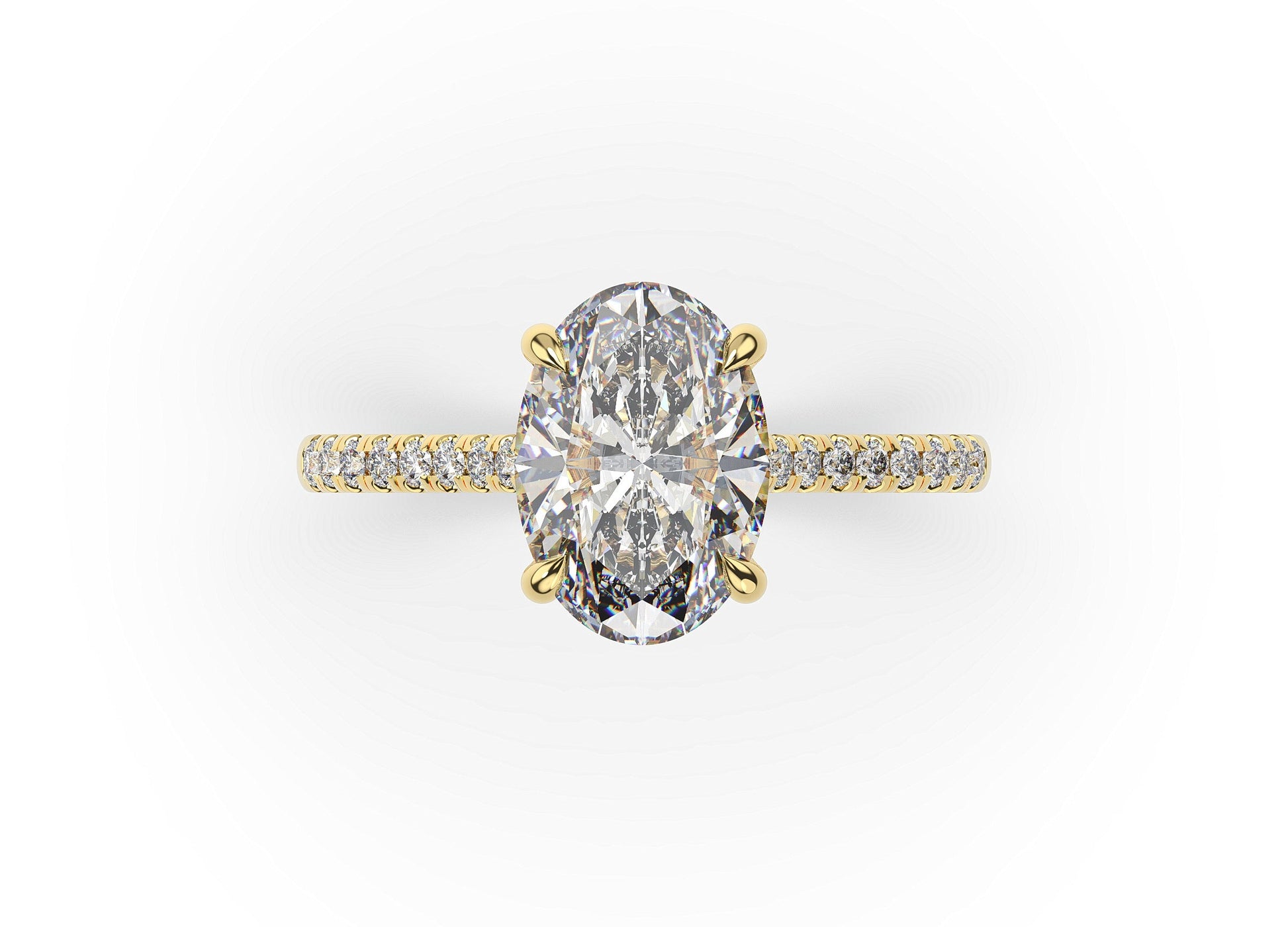 Oval Yellow Gold Hidden Halo Engagement Ring
