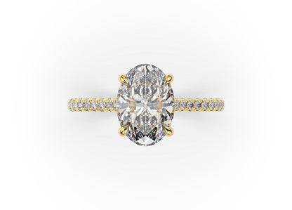 Oval Yellow Gold Hidden Halo Engagement Ring