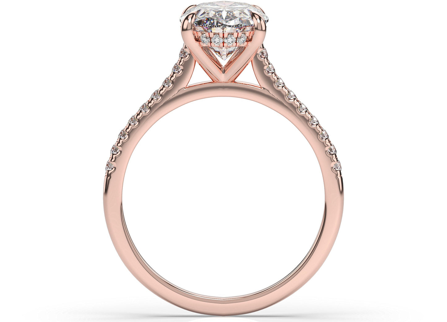 Oval Rose Gold Hidden Halo Engagement Ring