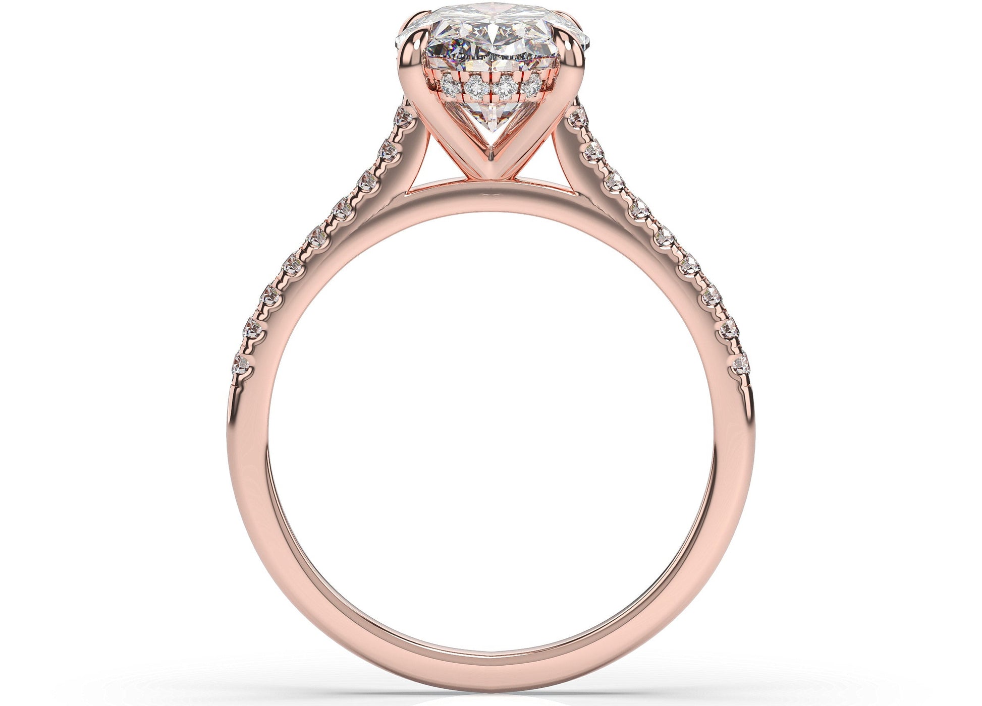 Oval Rose Gold Hidden Halo Engagement Ring
