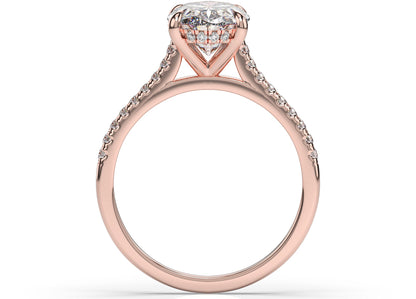 Oval Rose Gold Hidden Halo Engagement Ring