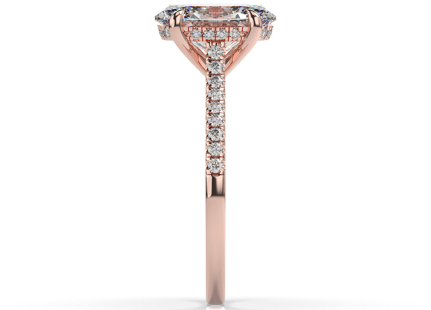 Oval Rose Gold Hidden Halo Engagement Ring
