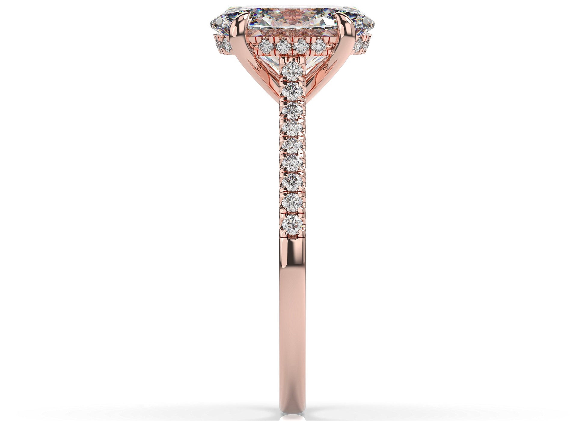 Oval Rose Gold Hidden Halo Engagement Ring