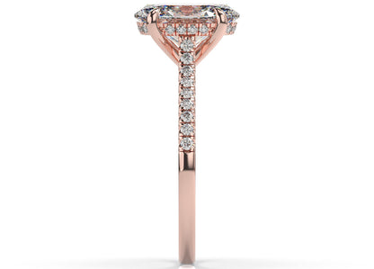 Oval Rose Gold Hidden Halo Engagement Ring