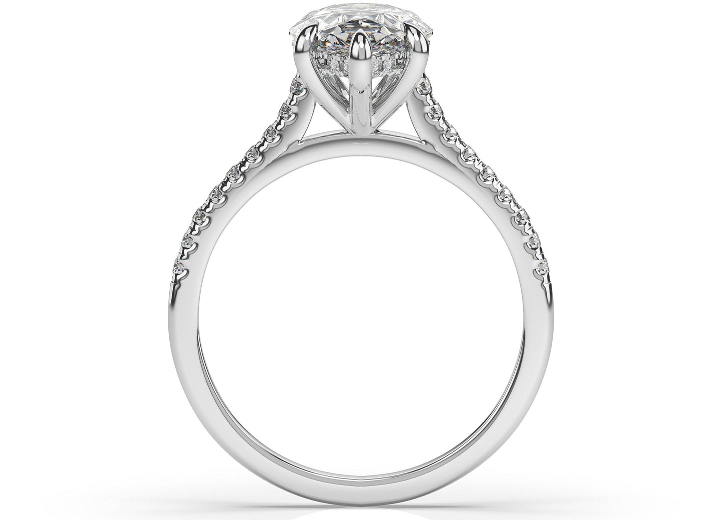 Pear White Gold Hidden Halo Engagement Ring
