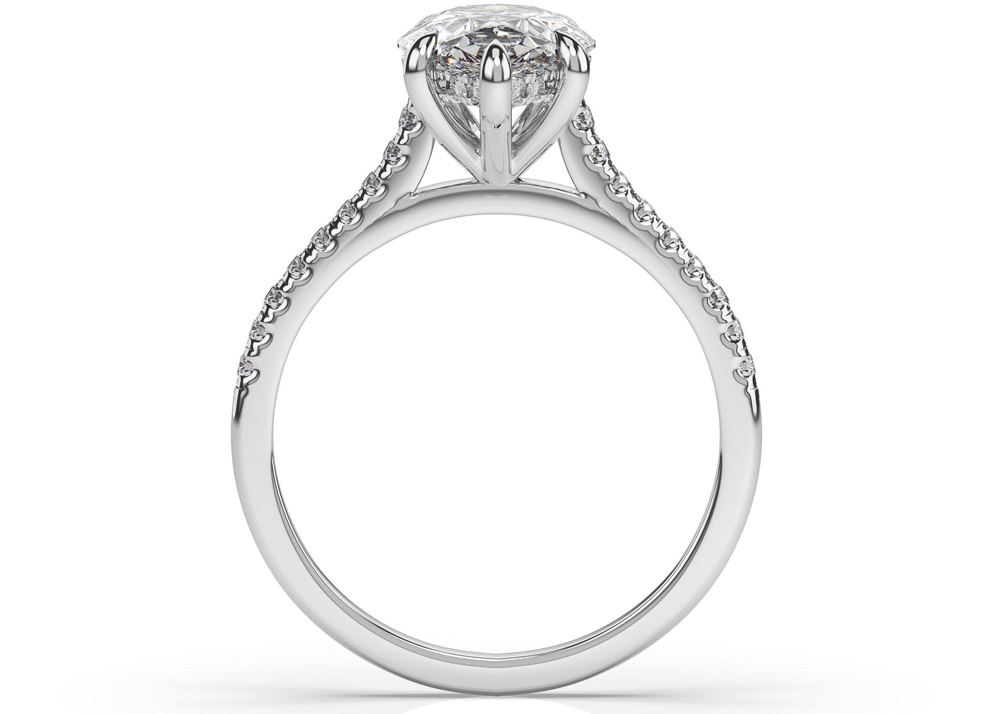 Pear White Gold Hidden Halo Engagement Ring