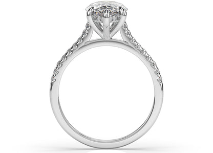 Pear White Gold Hidden Halo Engagement Ring