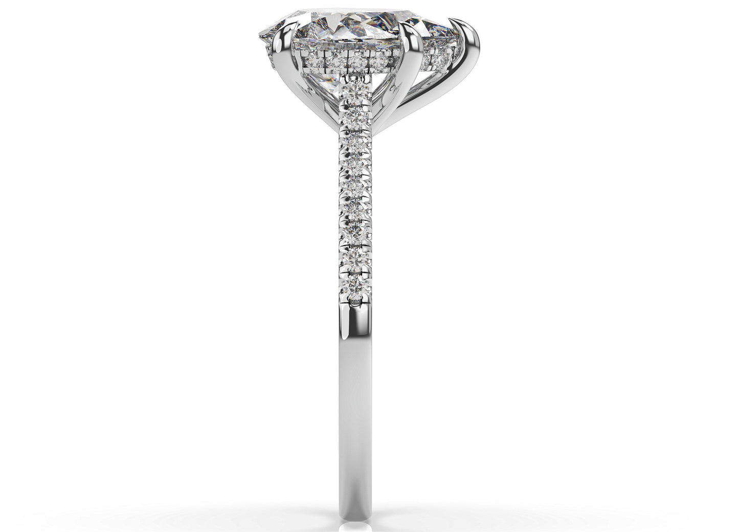 Pear White Gold Hidden Halo Engagement Ring