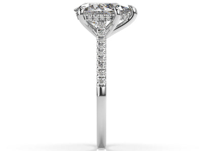 Pear White Gold Hidden Halo Engagement Ring