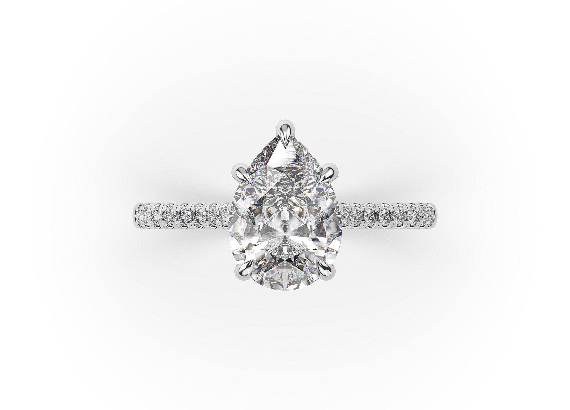 Pear White Gold Hidden Halo Engagement Ring