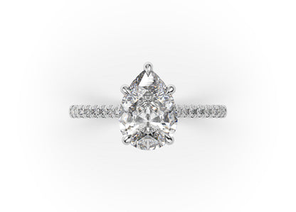 Pear White Gold Hidden Halo Engagement Ring