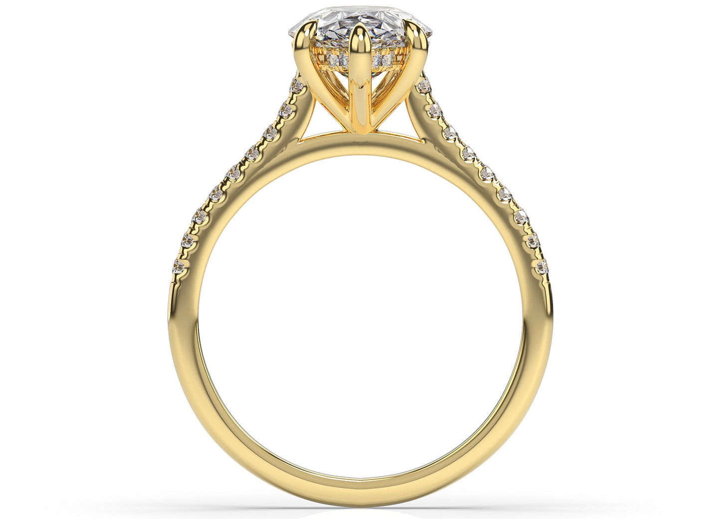 Pear Yellow Gold Hidden Halo Engagement Ring