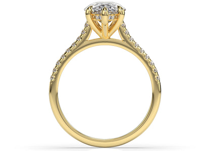 Pear Yellow Gold Hidden Halo Engagement Ring