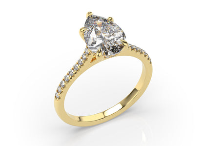 Pear Yellow Gold Hidden Halo Engagement Ring