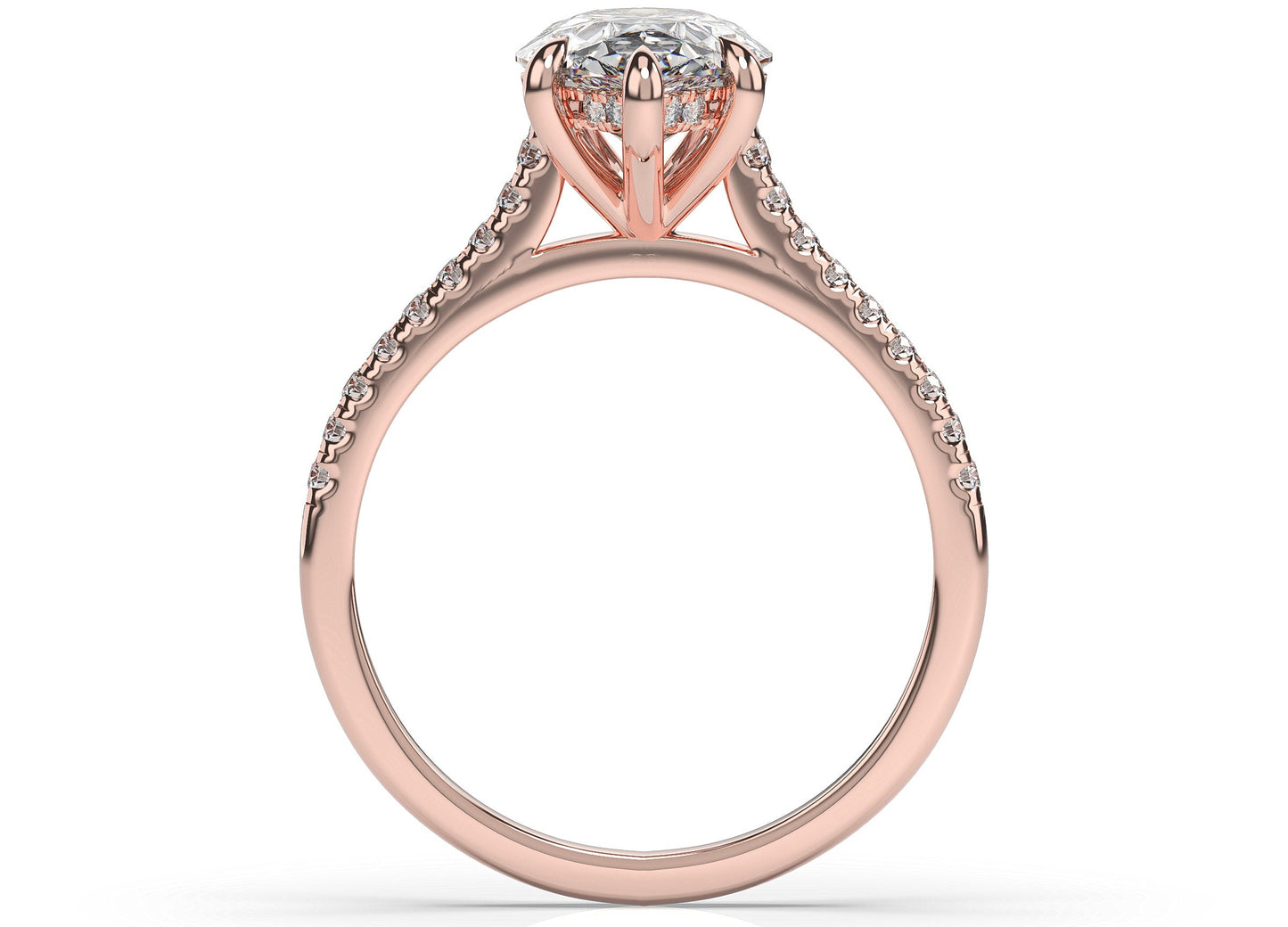 Pear Rose Gold Hidden Halo Engagement Ring