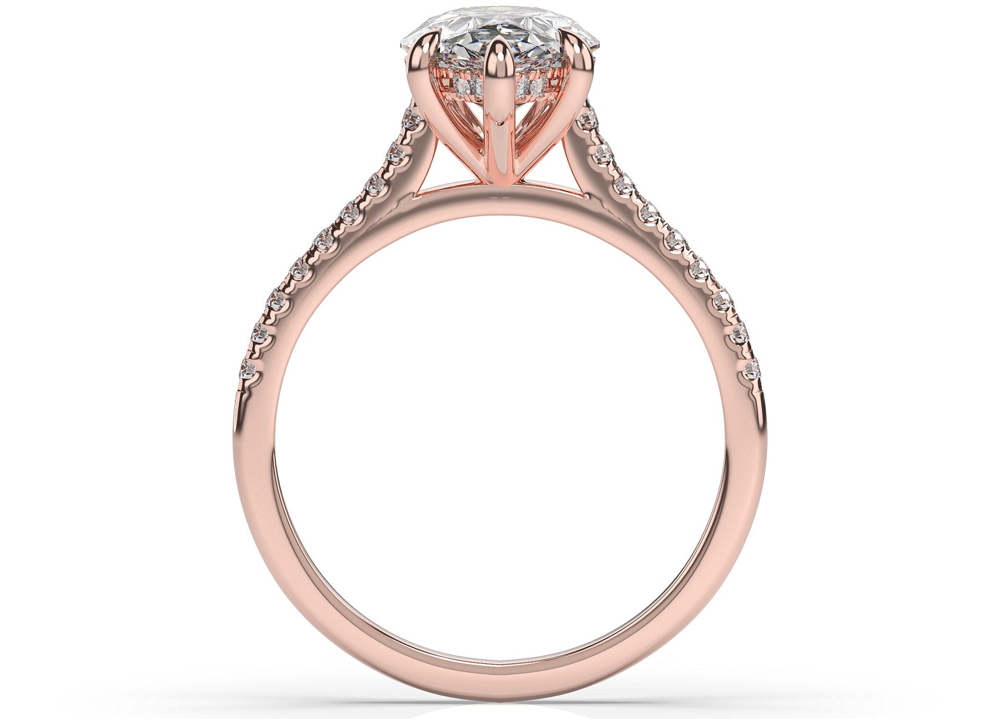 Pear Rose Gold Hidden Halo Engagement Ring