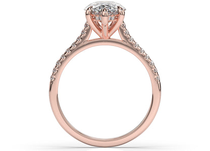 Pear Rose Gold Hidden Halo Engagement Ring