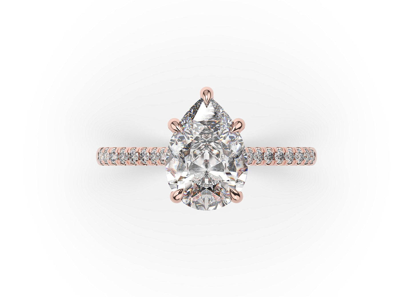 Pear Rose Gold Hidden Halo Engagement Ring