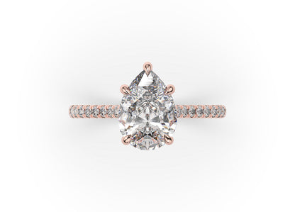 Pear Rose Gold Hidden Halo Engagement Ring