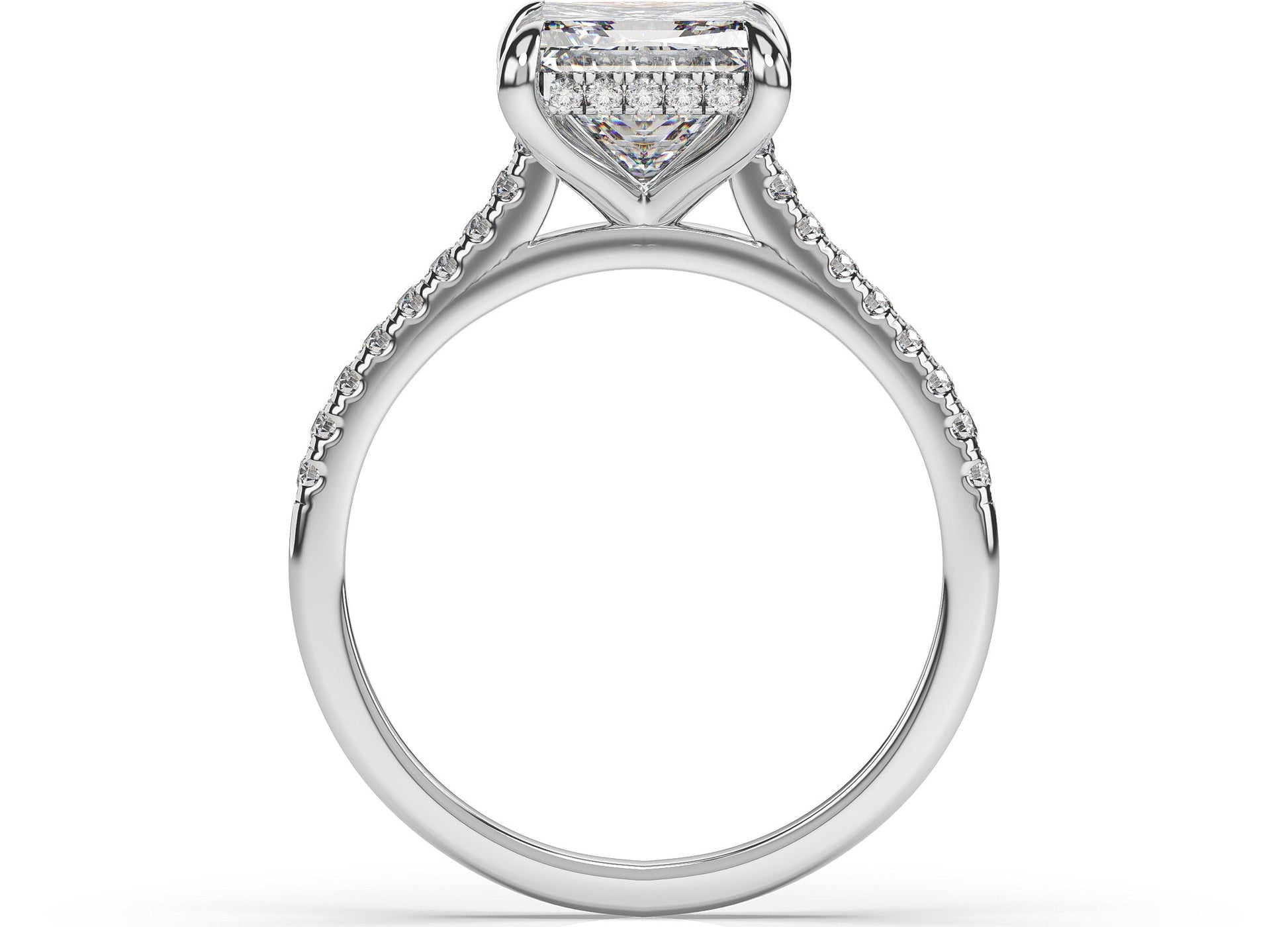 Princess White Gold Hidden Halo Engagement Ring