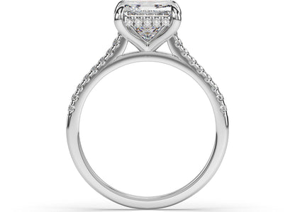 Princess White Gold Hidden Halo Engagement Ring
