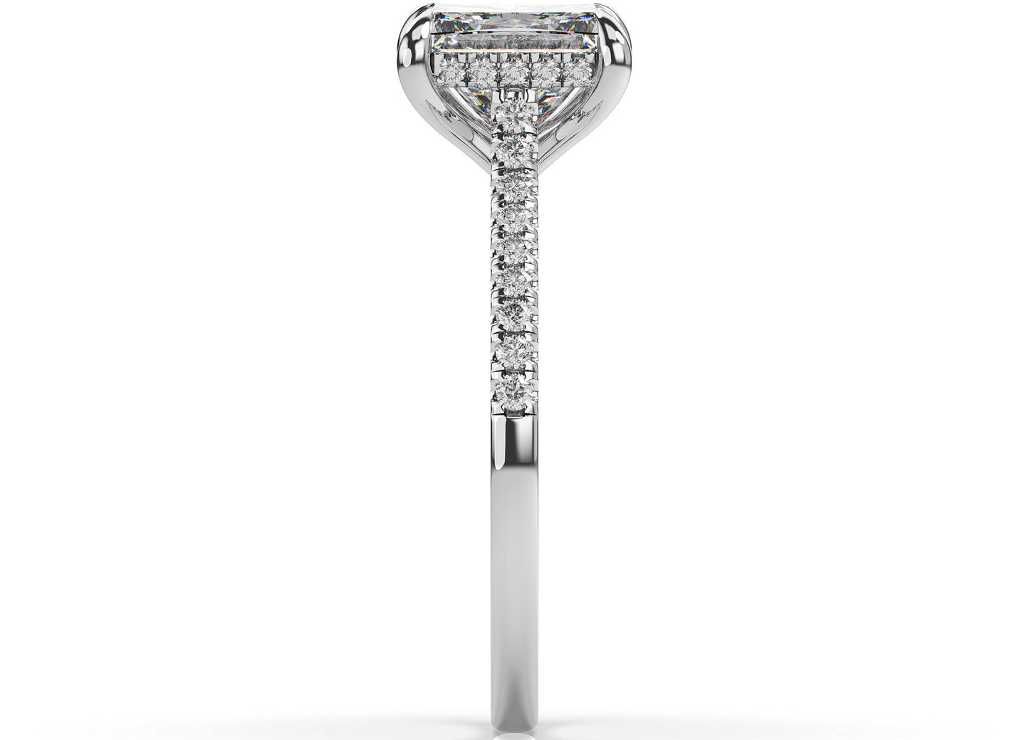 Princess White Gold Hidden Halo Engagement Ring