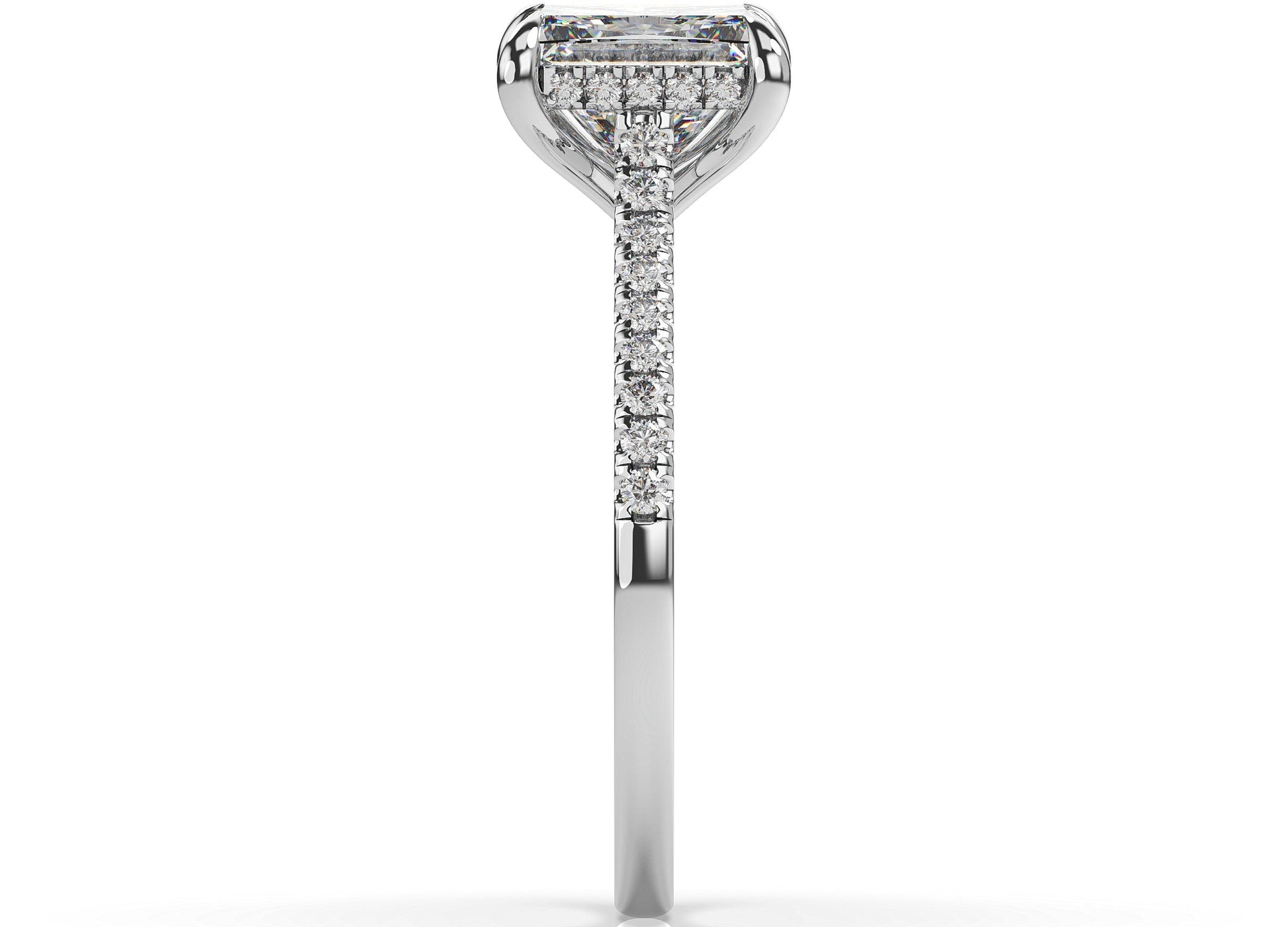 Princess White Gold Hidden Halo Engagement Ring
