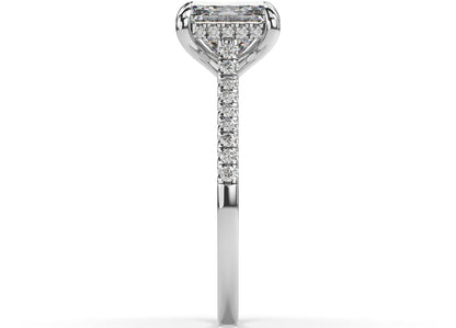 Princess White Gold Hidden Halo Engagement Ring