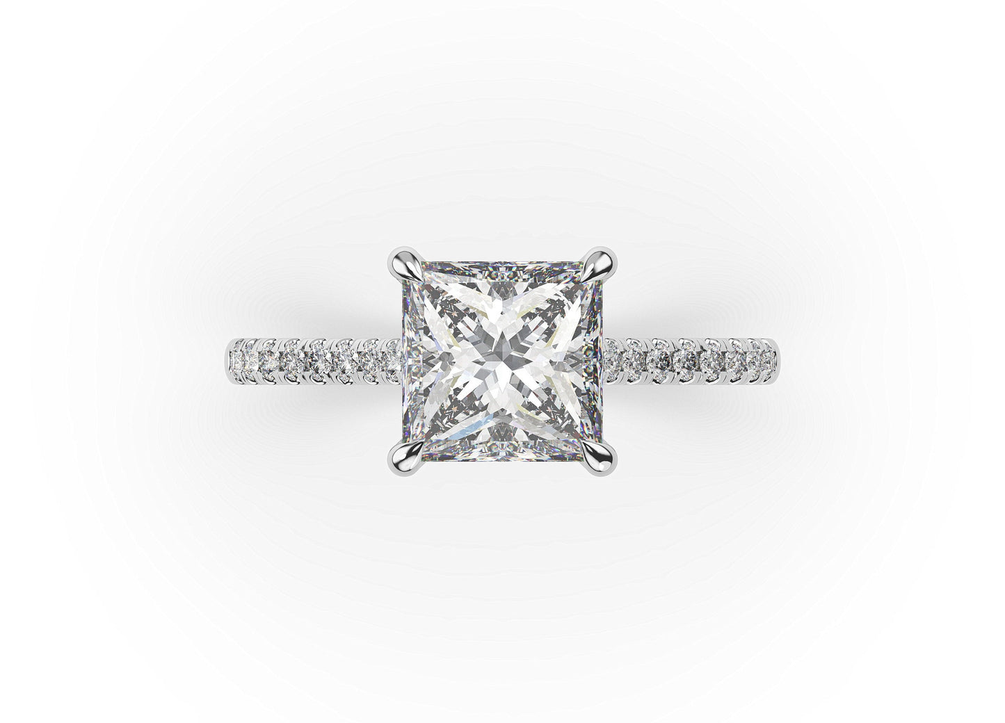 Princess White Gold Hidden Halo Engagement Ring